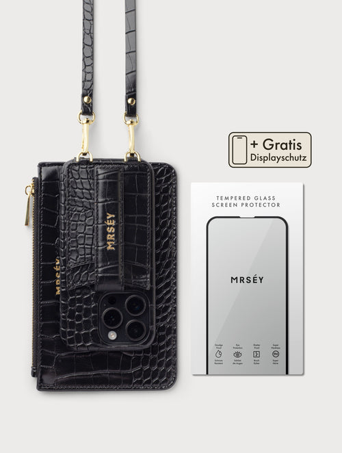 Bestseller Set Black Croco (case + pouch + free screen protector)