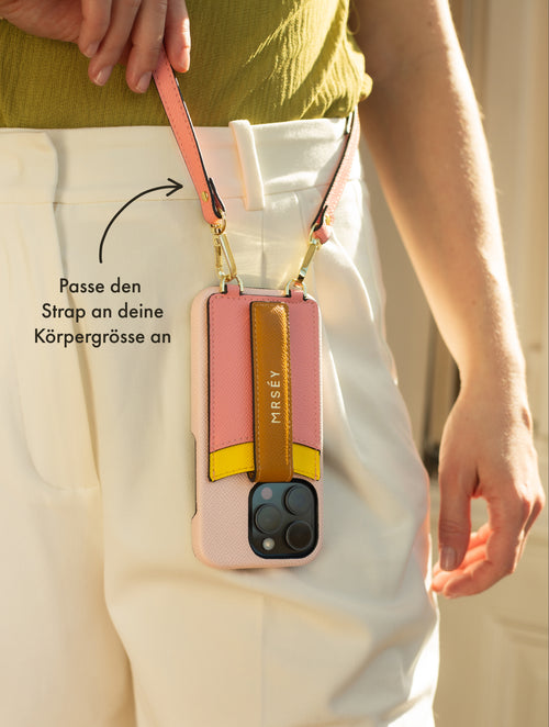 iPhone Hülle mit Strap - Pink Yellow