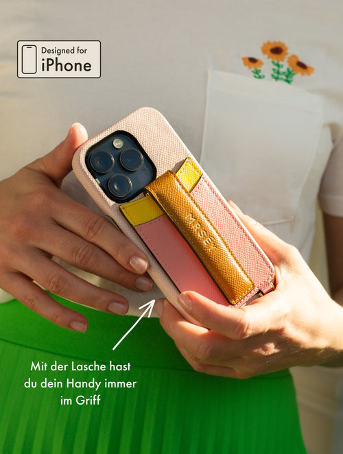 iPhone Hülle mit Strap - Pink Yellow