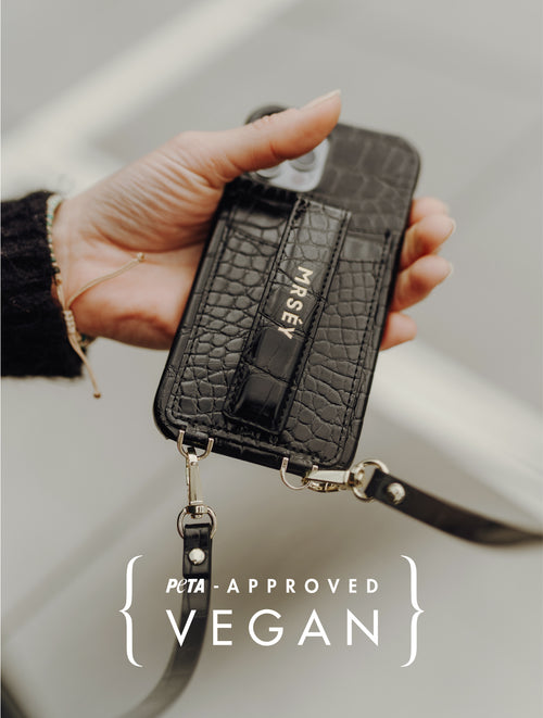 iPhone Hülle mit Strap - Black Croco
