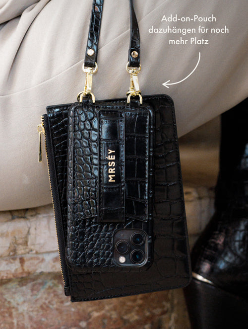 iPhone Hülle mit Strap - Black Croco