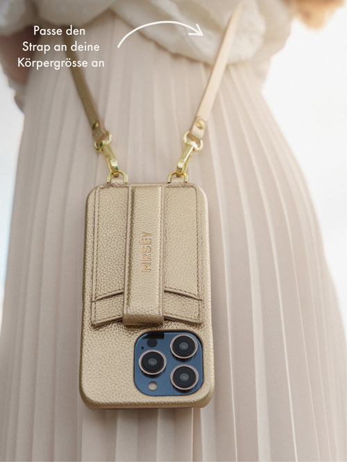 iPhone Hülle mit Strap - Champagne Gold