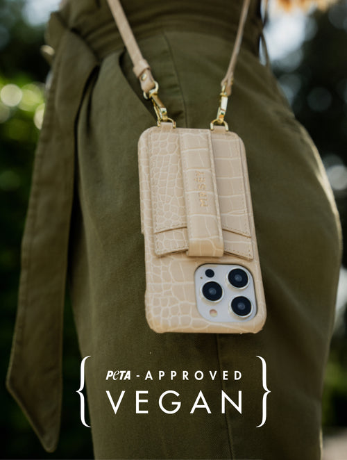 iPhone Case with Strap - Sand Croco