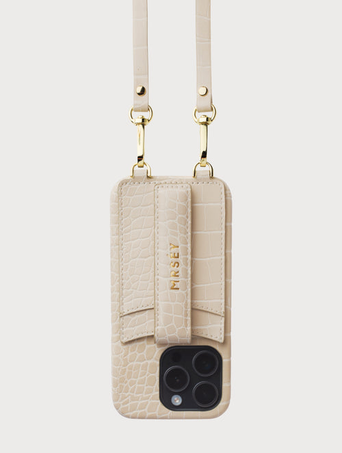 iPhone Case with Strap - Sand Croco