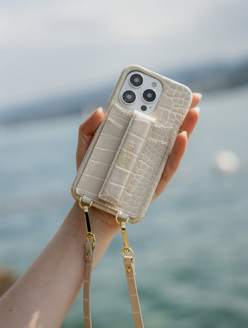 iPhone Case with Strap - Sand Croco