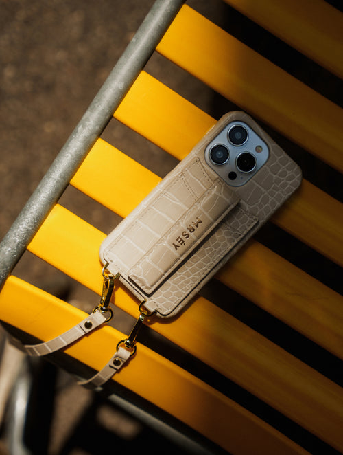 iPhone Case with Strap - Sand Croco