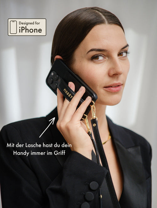 iPhone Hülle mit Strap - Schwarz