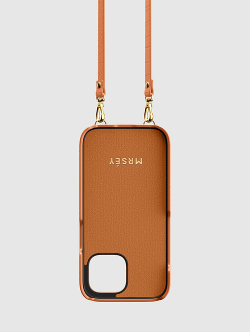 iPhone Case with Strap - Peach Croco
