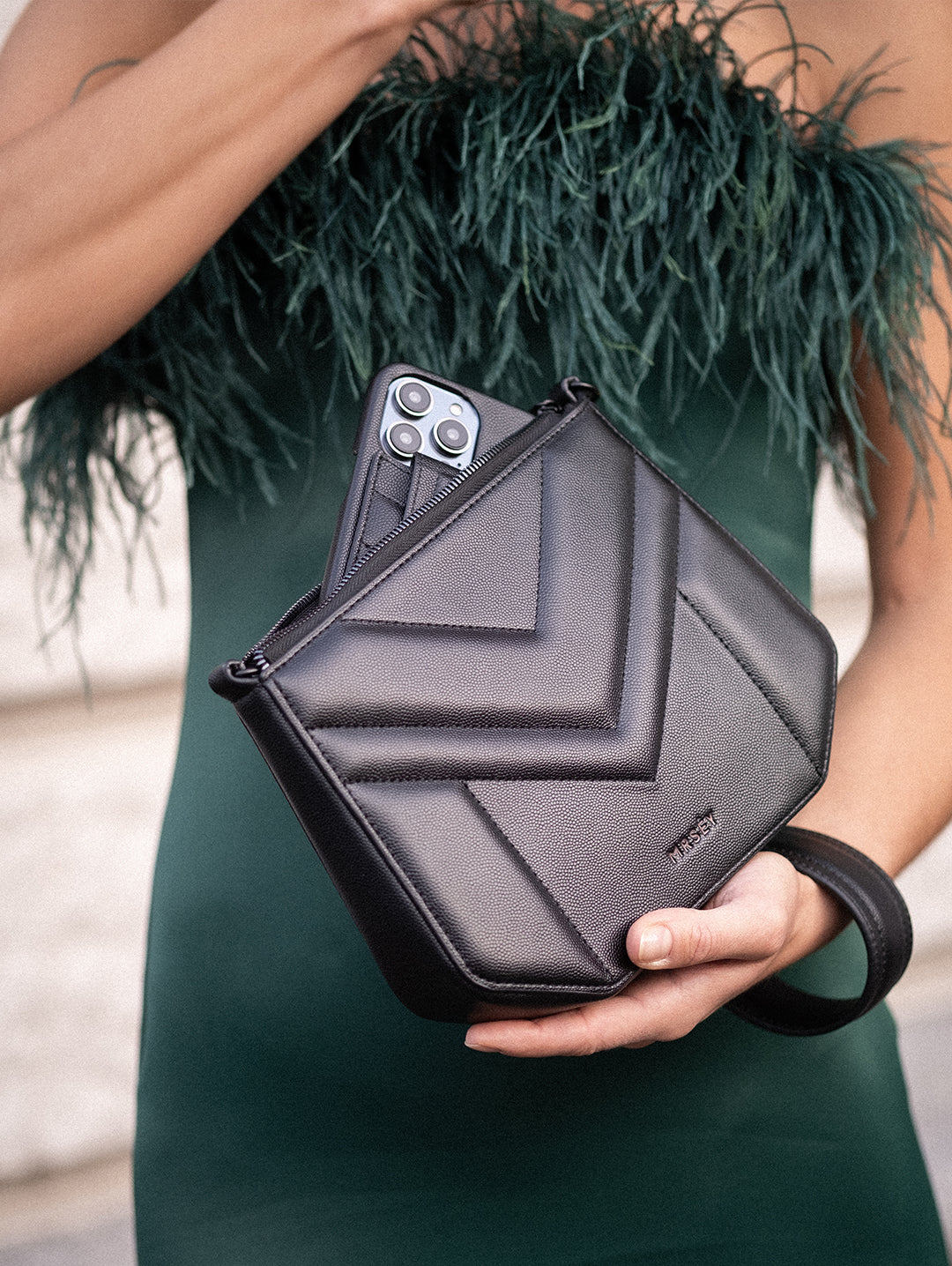 Black clutch bag with strap online