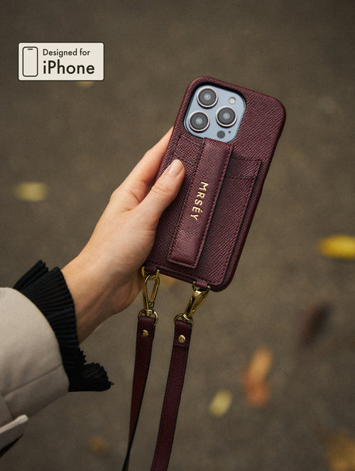 iPhone Case with Strap - Burgundy
