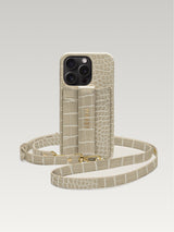 iPhone Hülle mit Strap - Sand Croco