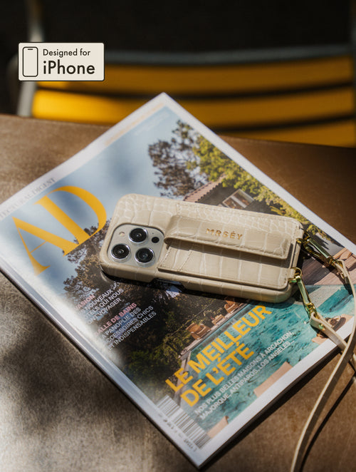 iPhone Case with Strap - Sand Croco