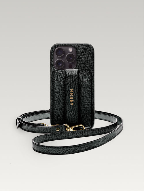 iPhone case with strap - black/gold