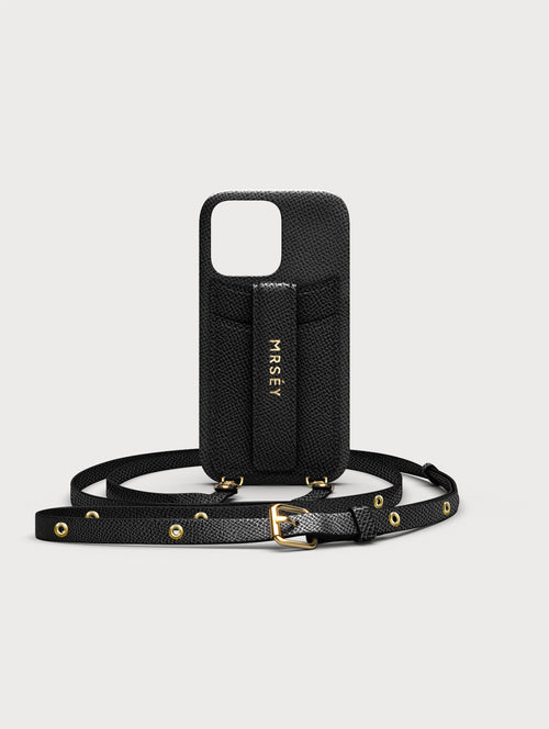 iPhone case with strap - black/gold