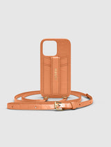 iPhone Case with Strap - Peach Croco